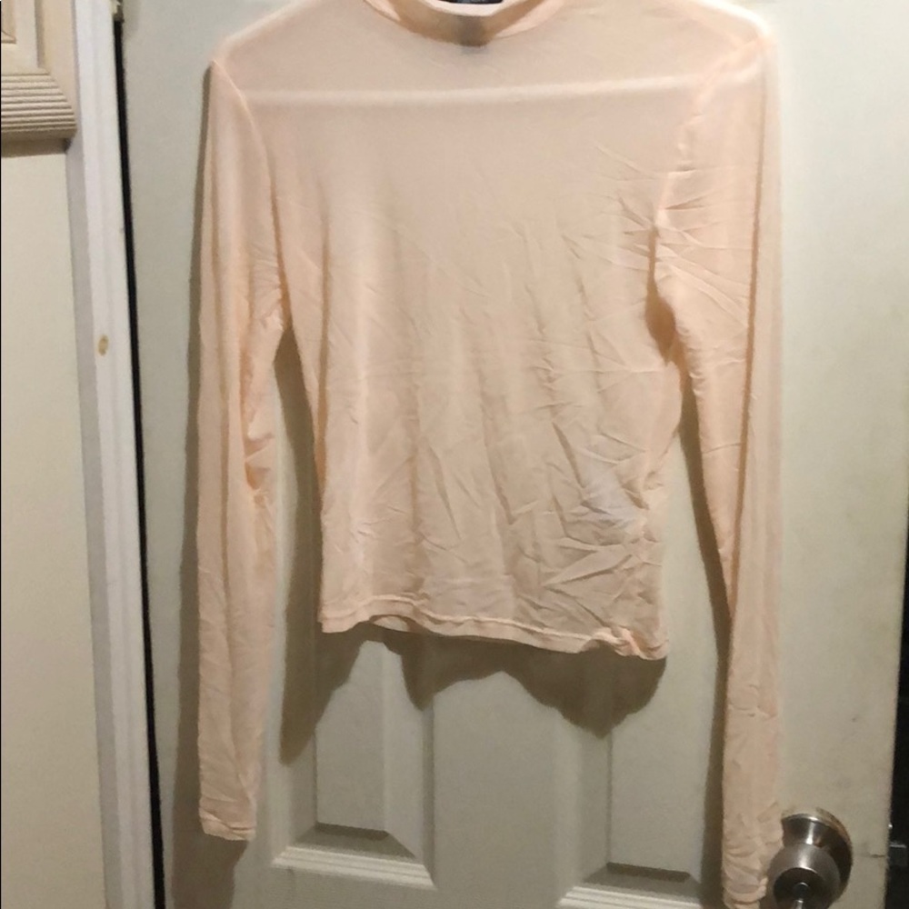 Sheer mock neck blouse
